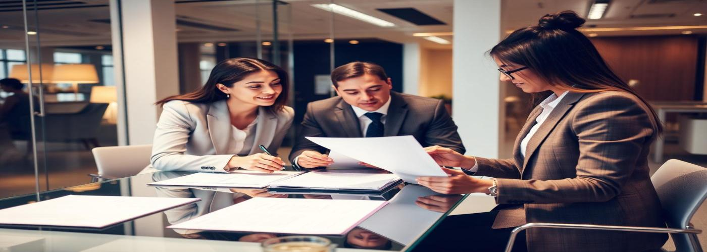Equipo de Consultoría MF revisando documentación con un cliente